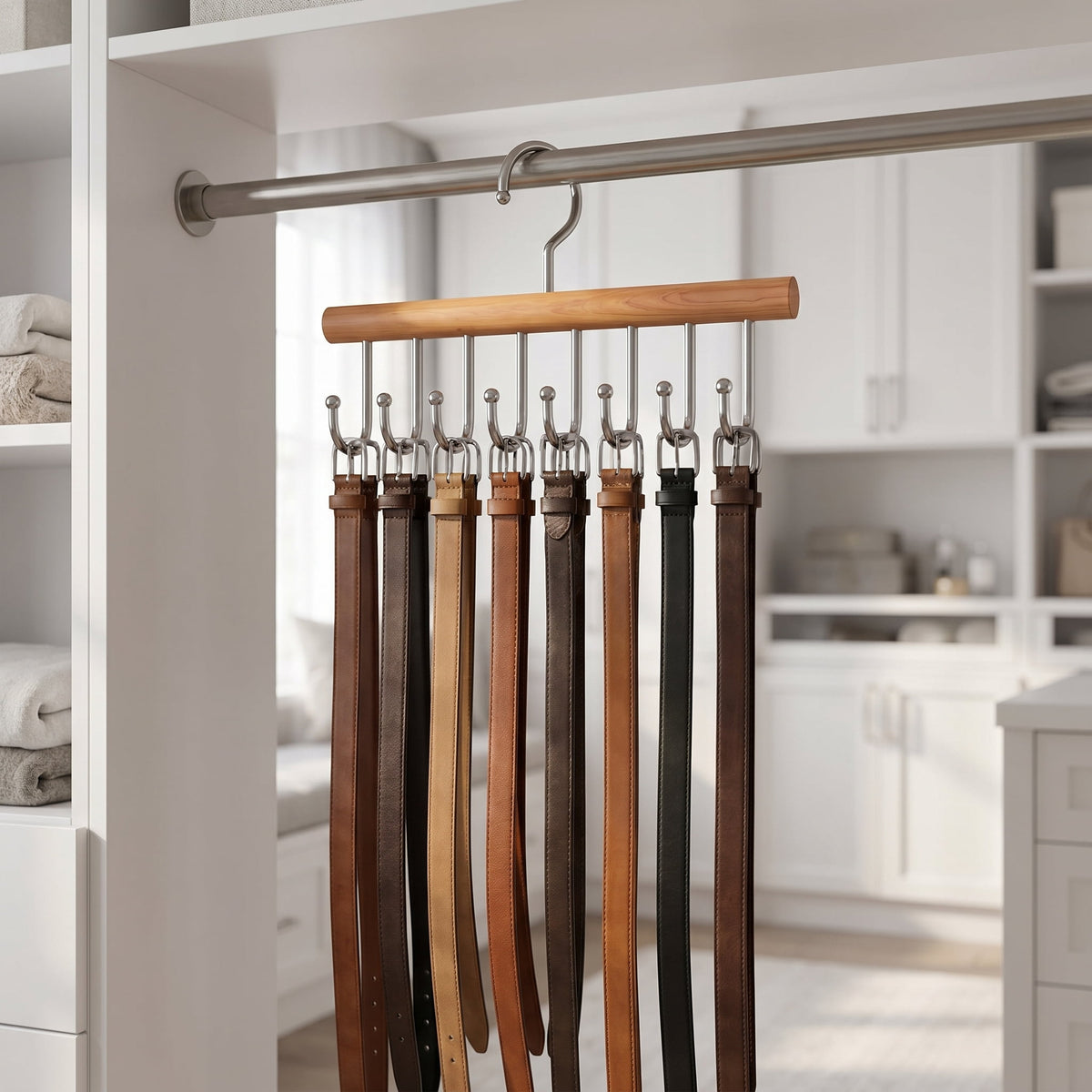 Belt and Tie Hanger with Eight Hooks, 11.02 by 6.69 Inch Closet Rack - Image 5