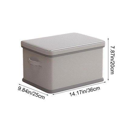 Collapsible Fabric Storage Box with Lid in Grey, 14.17 Inch Closet Bin - Image 3