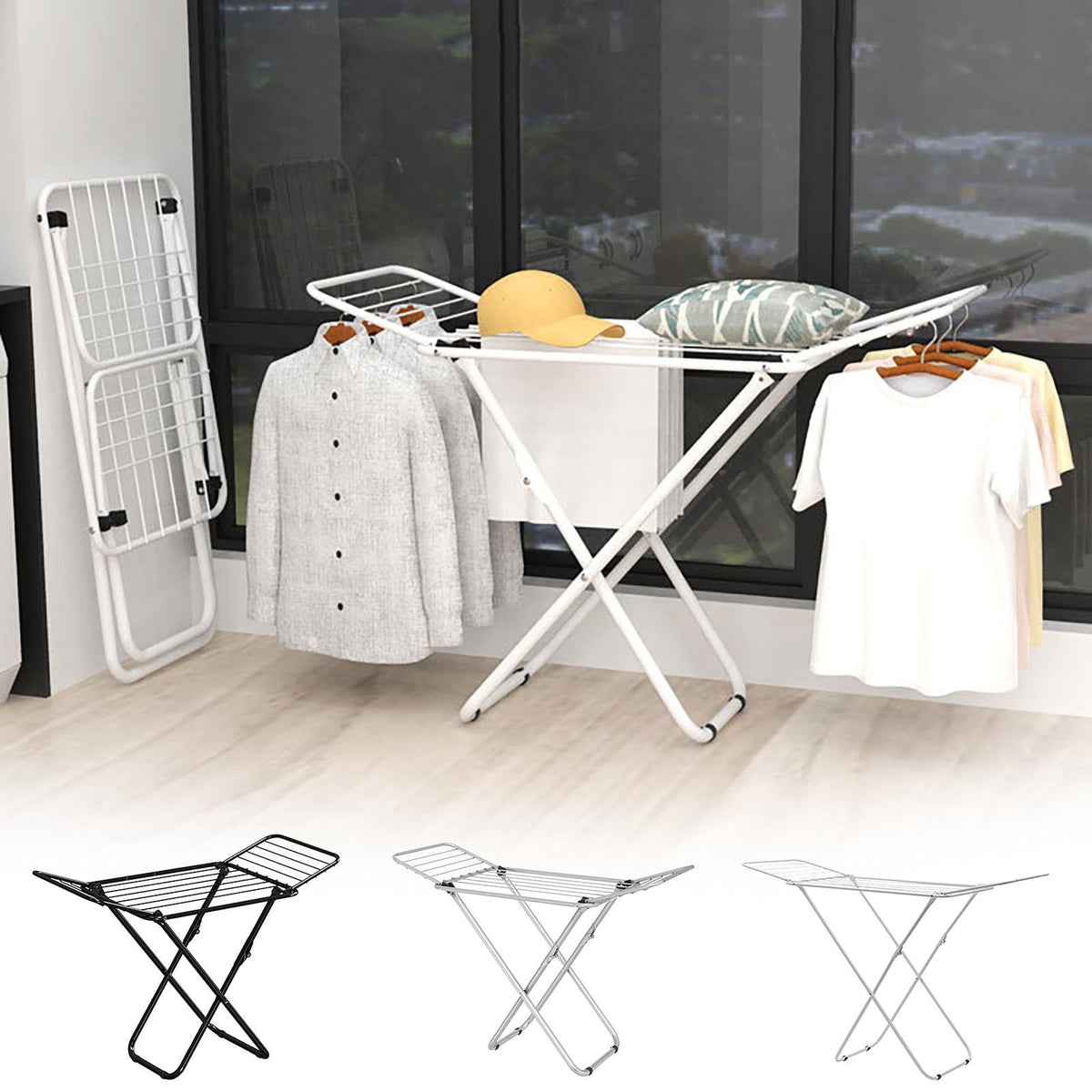 Folding X-Frame Clothes Drying Rack for Indoor and Outdoor Airing - Image 2