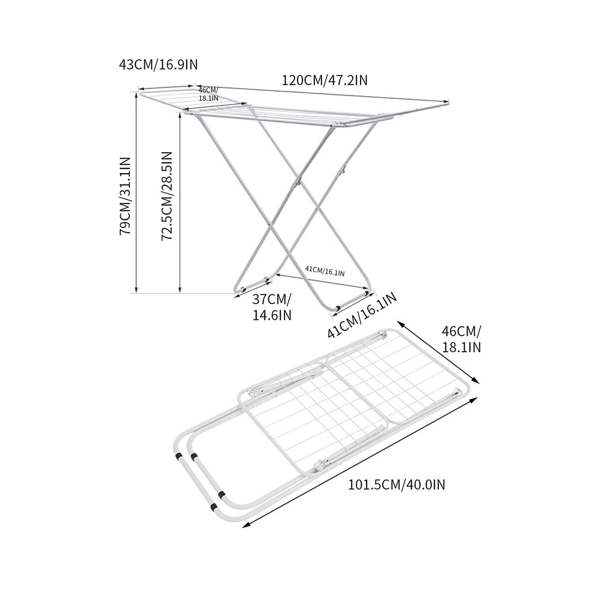 Folding X-Frame Clothes Drying Rack for Indoor and Outdoor Airing - Image 3