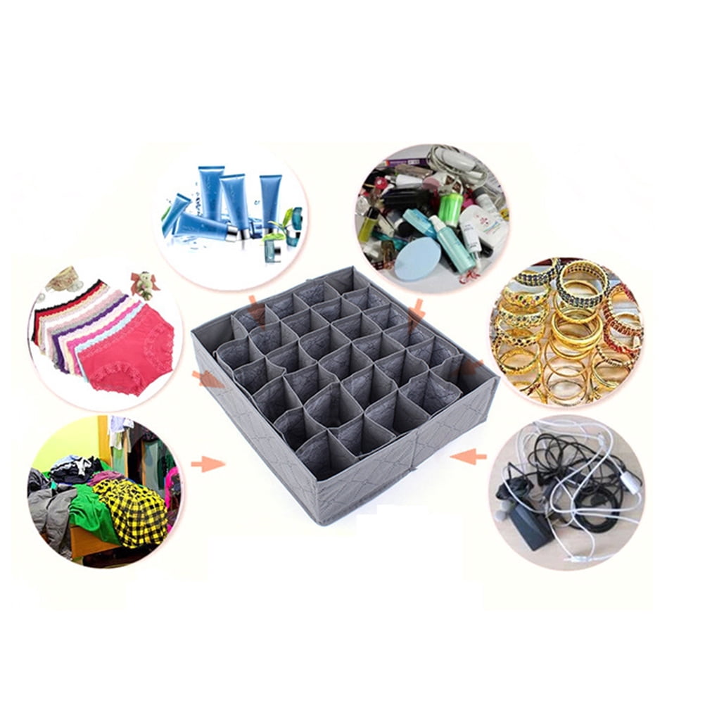 Grid Drawer Organisers for Socks and Underwear, Two Grey Inserts, 30 Slots - Image 4