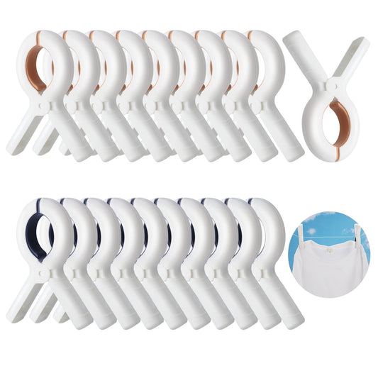 Heavy-Duty Clothes Pegs, 20 Plastic Clips with Silicone Pads for Towels