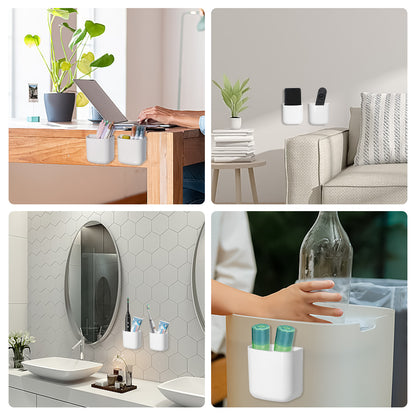 Adhesive Wall Caddies for Remotes and Pens, Set of Three White Holders - Image 6