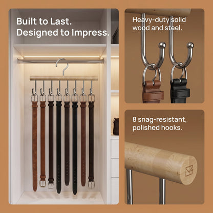 Belt and Tie Hanger with Eight Hooks, 11.02 by 6.69 Inch Closet Rack - Image 4