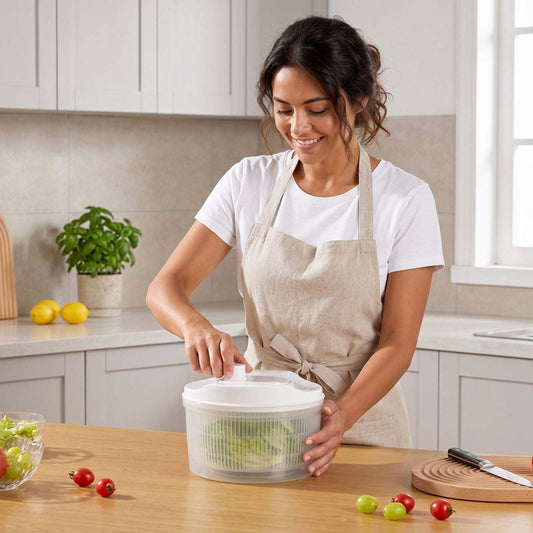 Hand-Crank Salad Spinner with Colander Basket and Clear Storage Bowl - Image 2