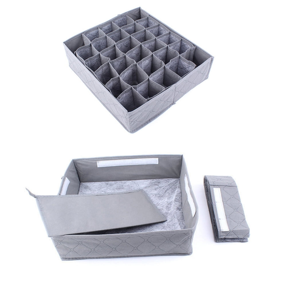 Grid Drawer Organisers for Socks and Underwear, Two Grey Inserts, 30 Slots - Image 5