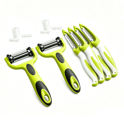 Six-Piece Vegetable Peeler Set with Rotating, Serrated and Straight Blades