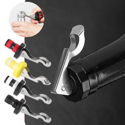 Lever-Action Bottle Stopper in Yellow Silicone with Expanding Steel Plug - Image 2