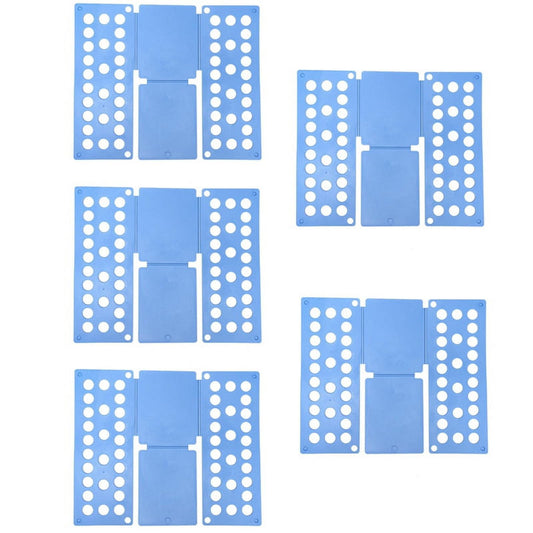 Shirt Folding Boards, Set of Five Blue Plastic Folders with Hanging Hole