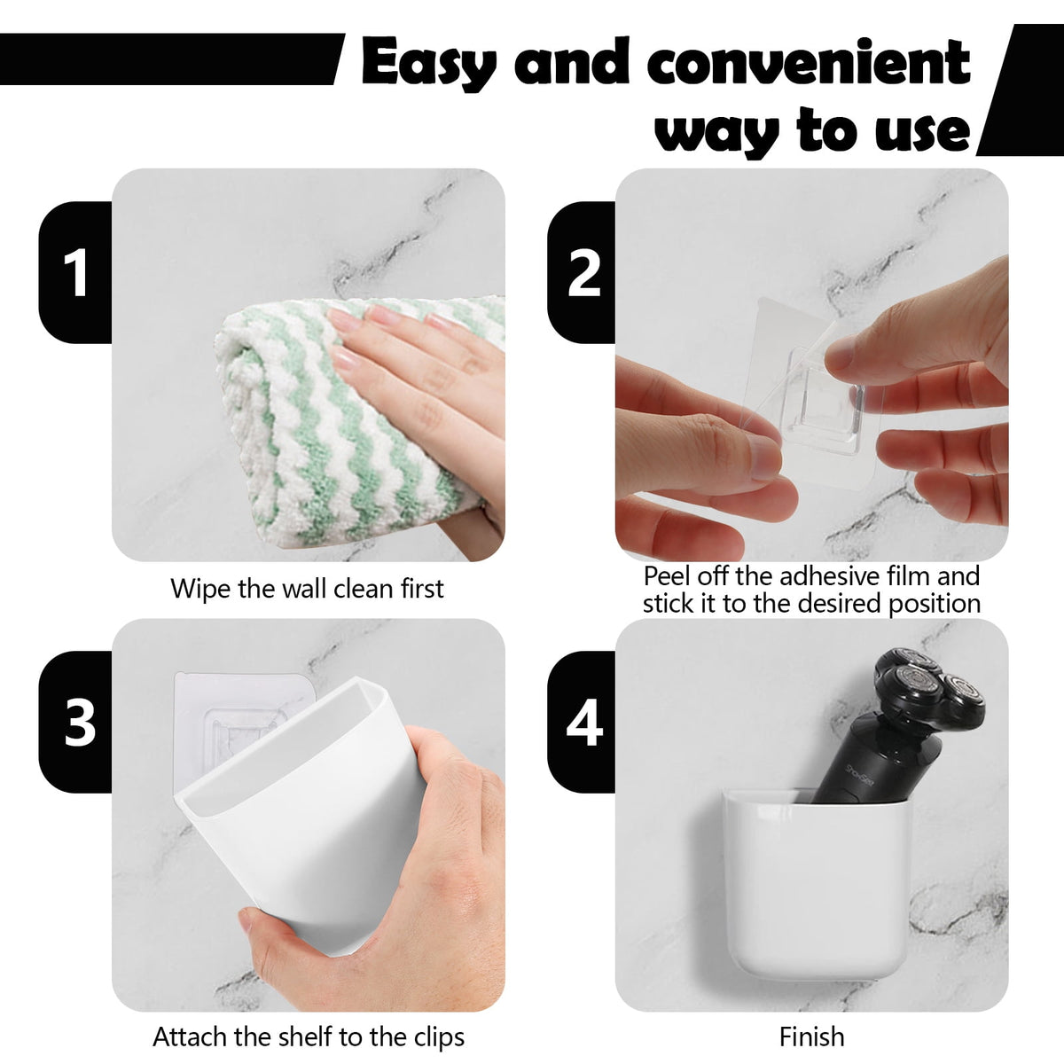 Adhesive Wall Caddies for Remotes and Pens, Set of Three White Holders - Image 5