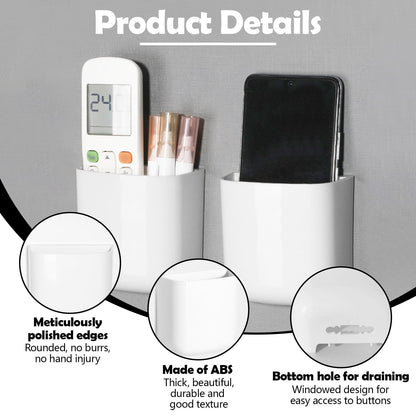 Adhesive Wall Caddies for Remotes and Pens, Set of Three White Holders - Image 3