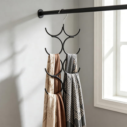 Black Steel Scarf Organiser Rack with Non-Slip Hooks, 16.34 Inch - Image 5