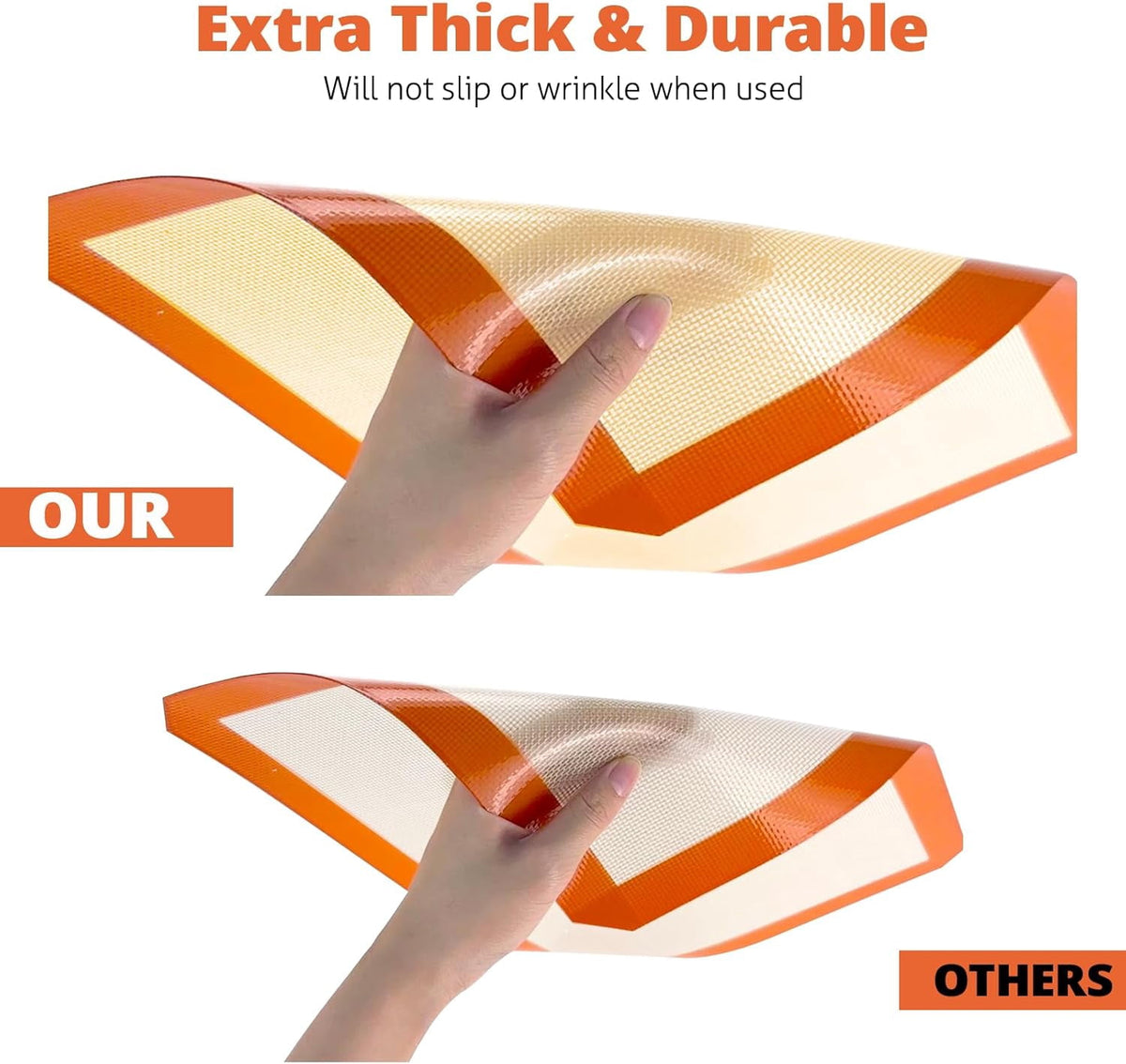 Non-Stick Silicone Baking Mat Set, Three Reusable Sheets for Oven Trays - Image 4