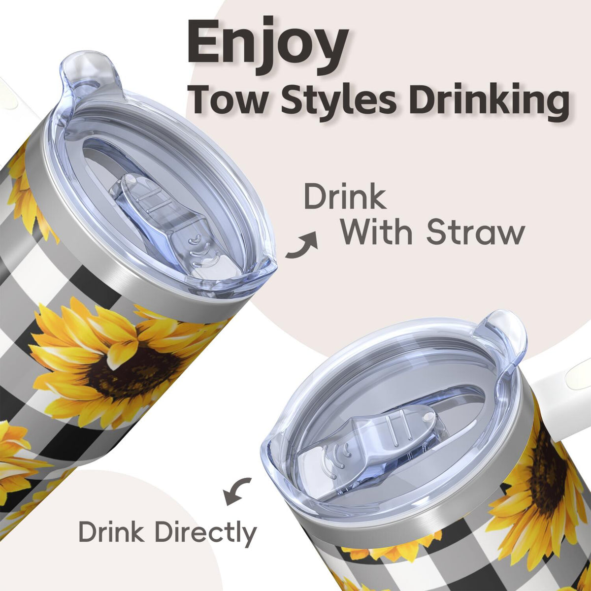 Floral 20 oz Vacuum Tumbler with Handle, Straw and Leak-Proof Travel Lid - Image 4