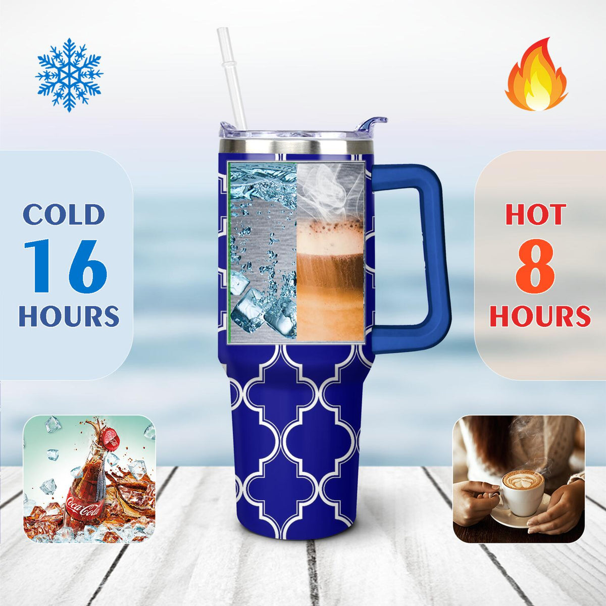 Insulated 40 oz Tumbler with Handle and Straw, Stainless Steel Travel Cup - Image 4