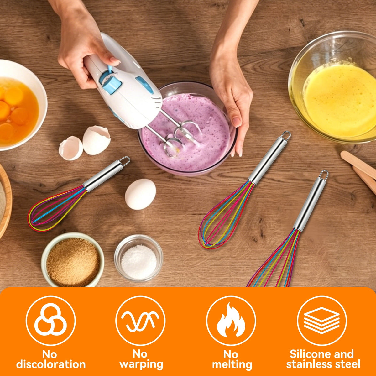 Silicone-Coated Balloon Whisk Set, Three Wire Whisks in 8, 10 and 12 Inch - Image 5
