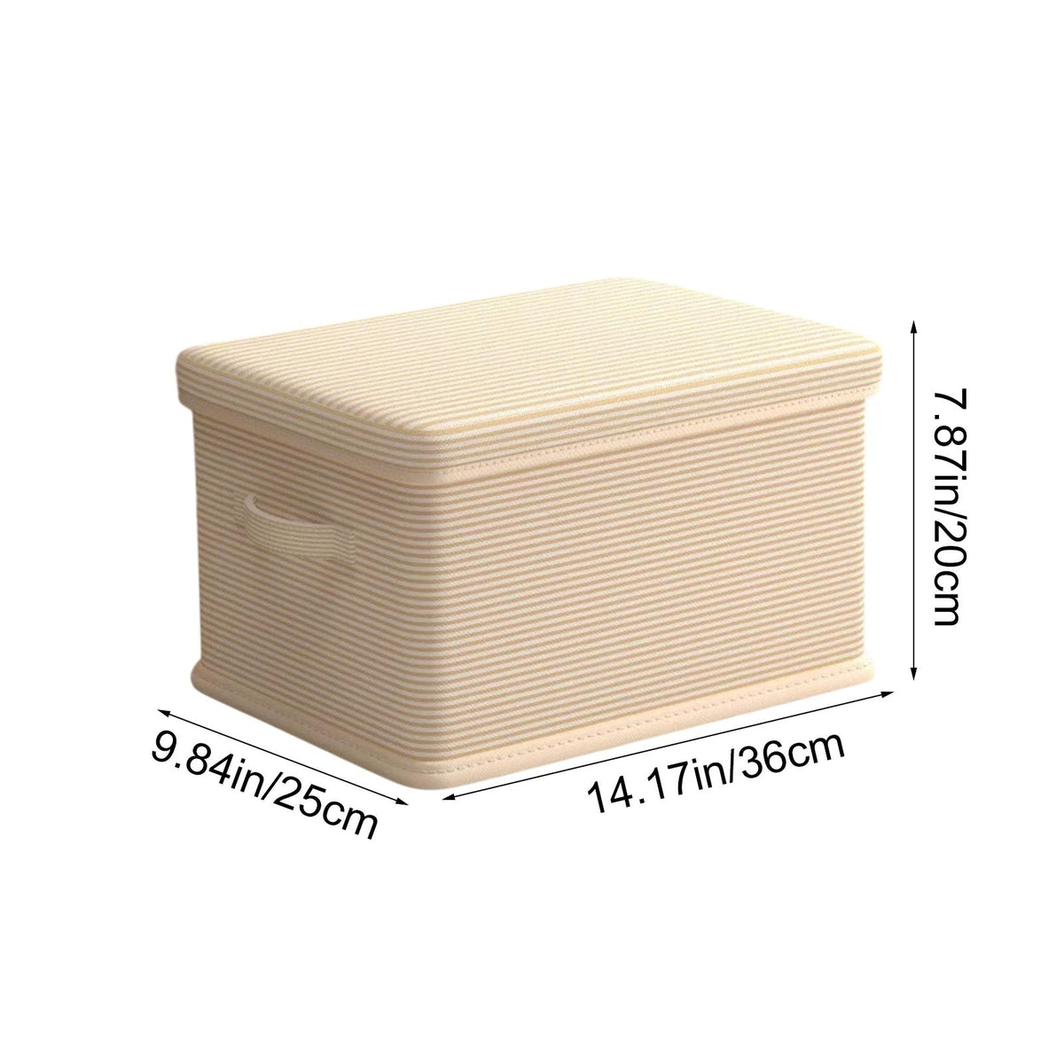 Beige Folding Storage Bin with Lid, 14.17 Inch Box for Shelves and Closets - Image 3