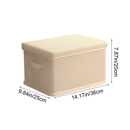 Beige Folding Storage Bin with Lid, 14.17 Inch Box for Shelves and Closets - Image 3