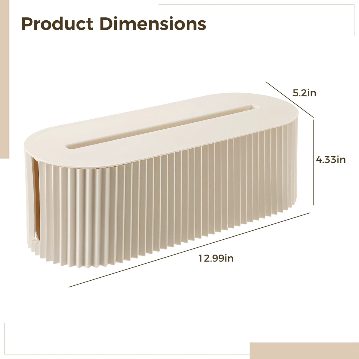 Beige Cord Storage Box for Desks, 12.99 Inch Dustproof Cable Organiser - Image 4