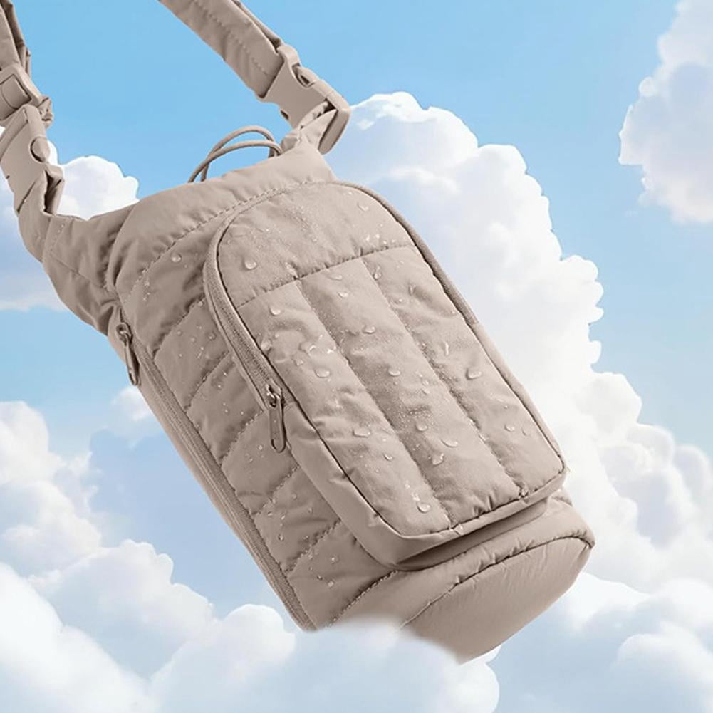 Quilted Bottle Sleeve with Zip Pocket and Strap, Fits 18 to 64 Ounce Cups - Image 6