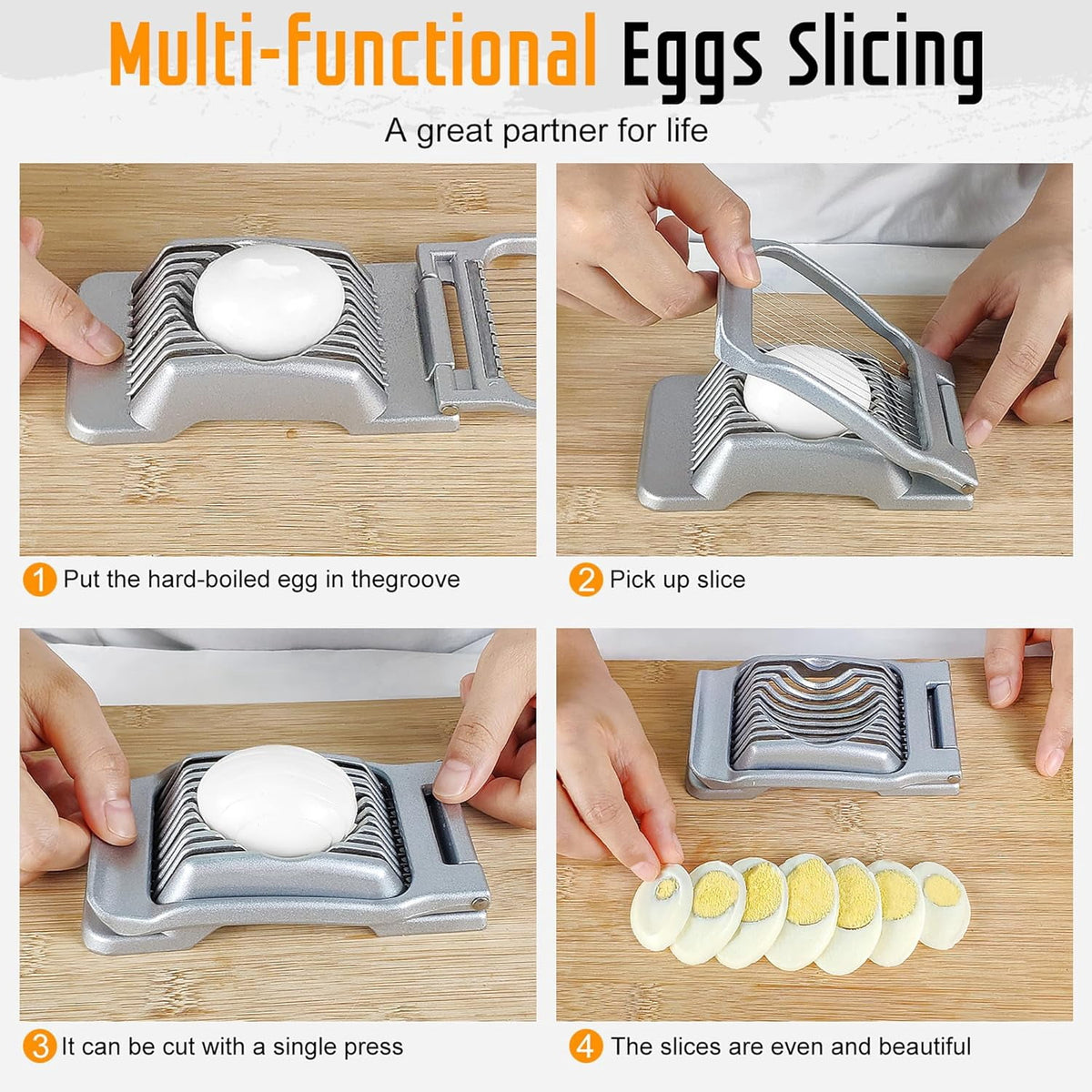 Aluminium Egg Slicer with Ten Steel Wires for Eggs, Cheese and Berries - Image 5