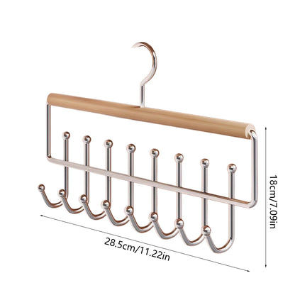 Wooden Swivel Accessory Hangers, Two Racks with Eight Hooks Each, Khaki - Image 6