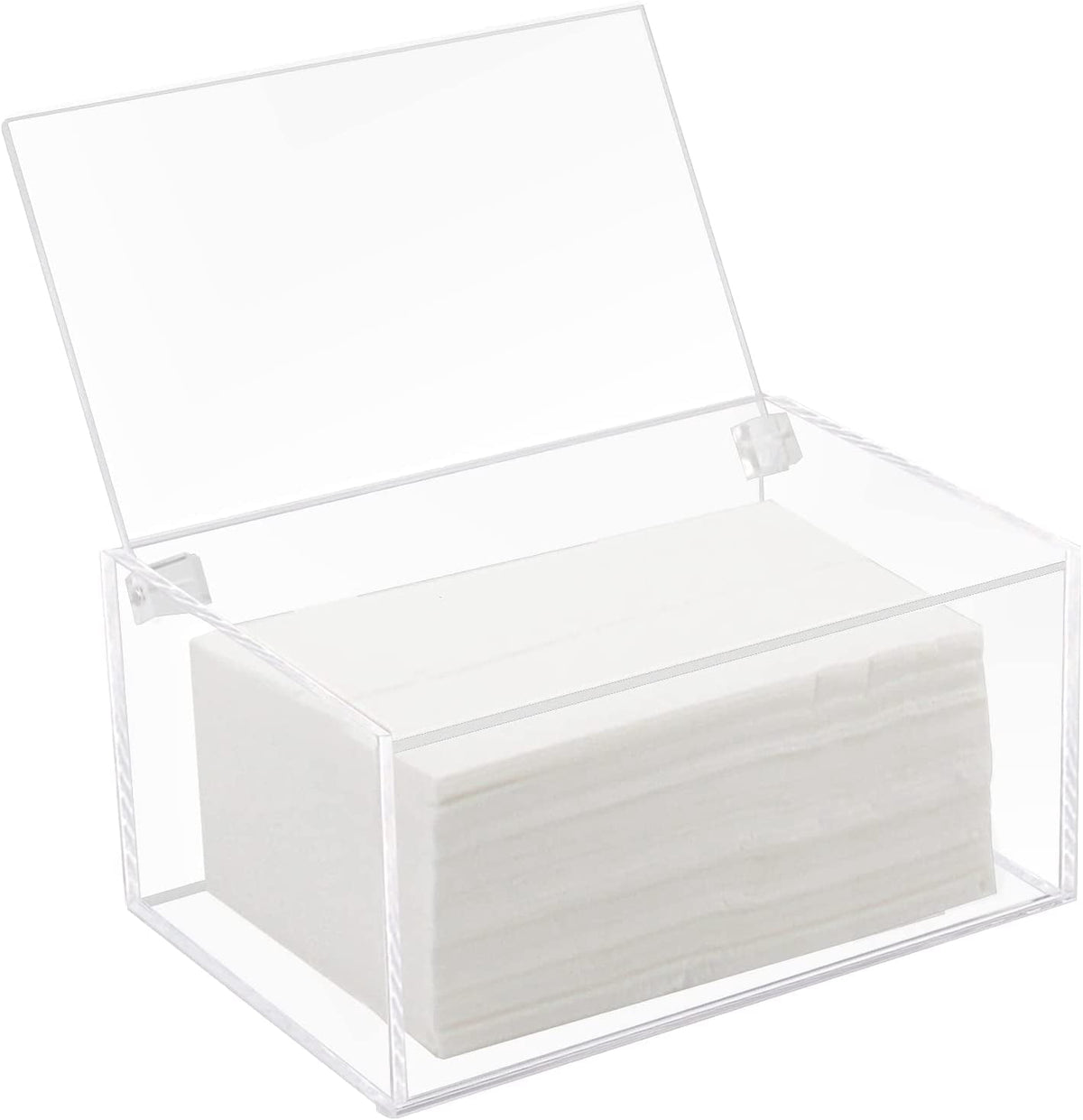 Clear Acrylic Dryer Sheet Box with Hinged Lid and Non-Slip Feet