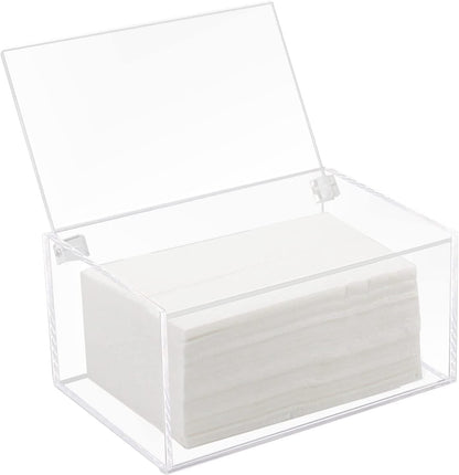 Clear Acrylic Dryer Sheet Box with Hinged Lid and Non-Slip Feet
