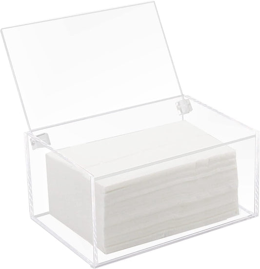 Clear Acrylic Dryer Sheet Box with Hinged Lid and Non-Slip Feet