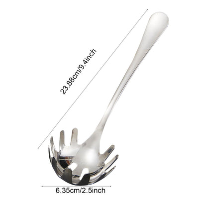 Slotted Pasta Serving Spoon in Mirror-Polished Stainless Steel, 9.4 Inch - Image 2