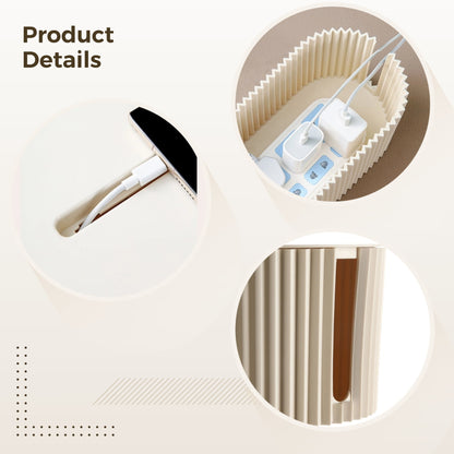 Beige Cord Storage Box for Desks, 12.99 Inch Dustproof Cable Organiser - Image 3