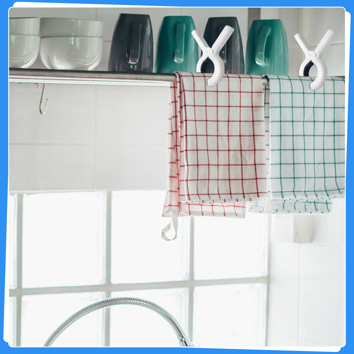 Heavy-Duty Clothes Pegs, 20 Plastic Clips with Silicone Pads for Towels - Image 3