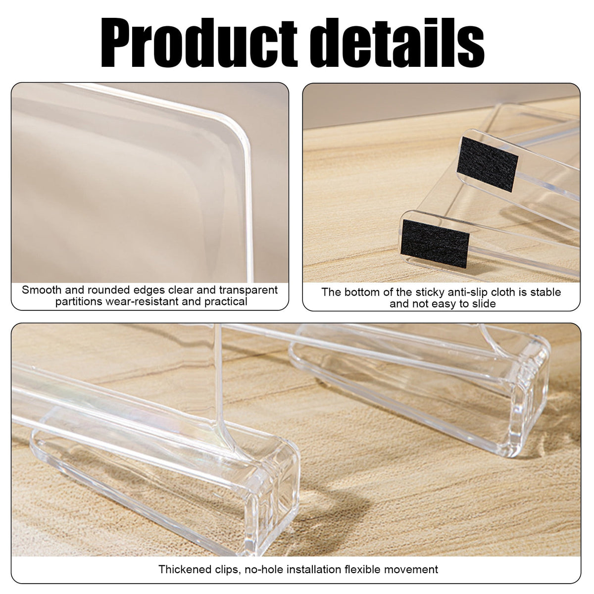Clear Acrylic Shelf Dividers, Two L-Shaped Closet Separators, 11.81 Inch - Image 3