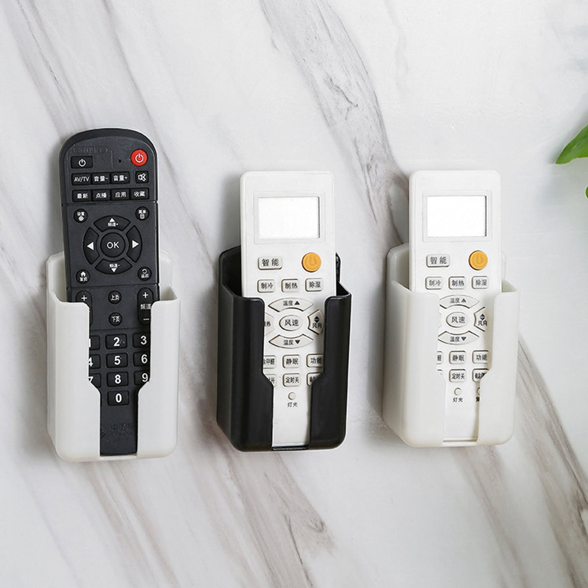 Wall-Mounted Remote Holder in Plastic, Tool-Free Adhesive Storage Box - Image 4