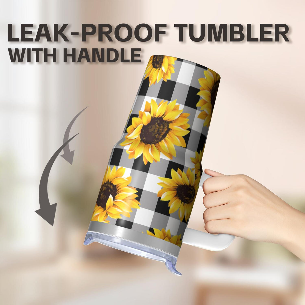 Floral 20 oz Vacuum Tumbler with Handle, Straw and Leak-Proof Travel Lid - Image 5