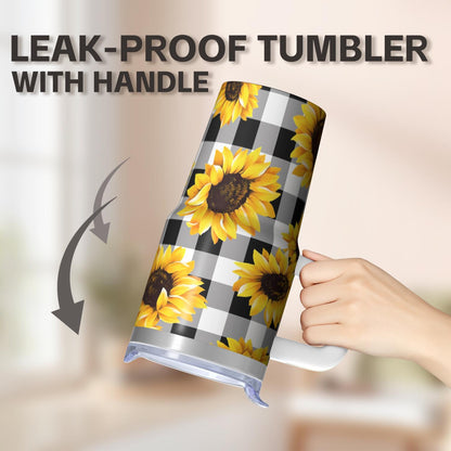 Floral 20 oz Vacuum Tumbler with Handle, Straw and Leak-Proof Travel Lid - Image 5