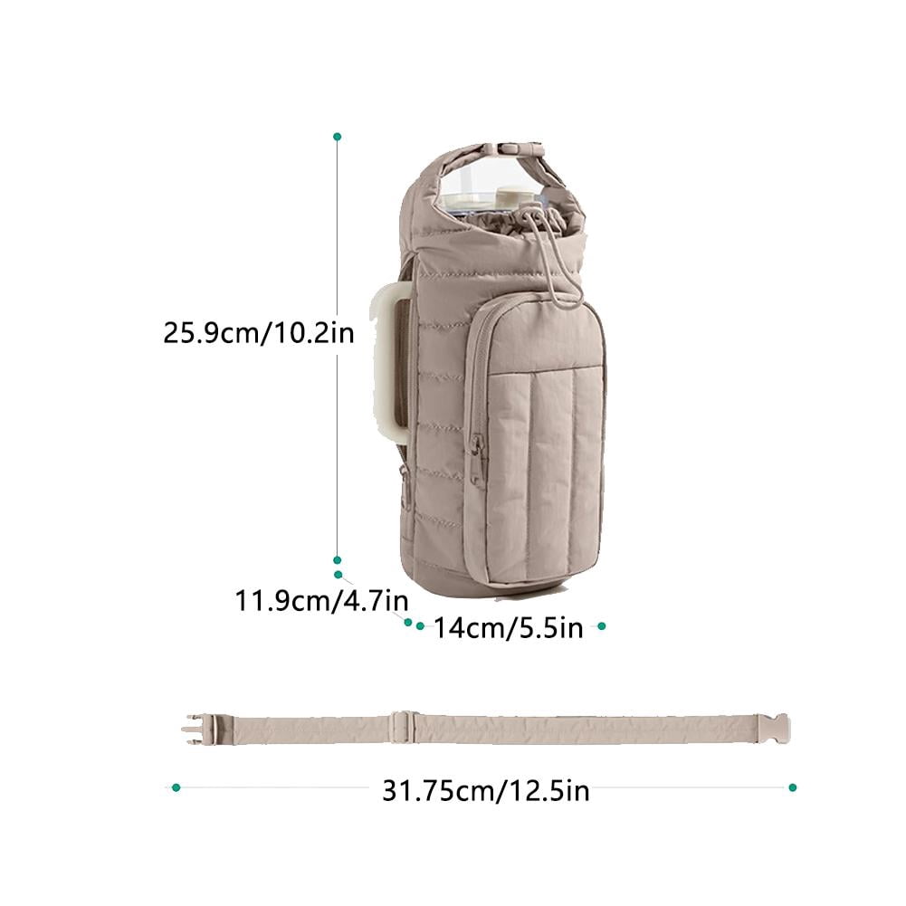 Quilted Bottle Sleeve with Zip Pocket and Strap, Fits 18 to 64 Ounce Cups - Image 4