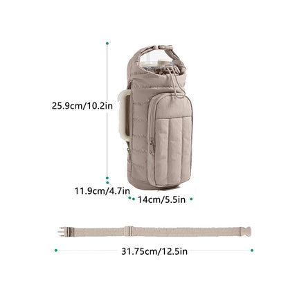 Quilted Bottle Sleeve with Zip Pocket and Strap, Fits 18 to 64 Ounce Cups - Image 4