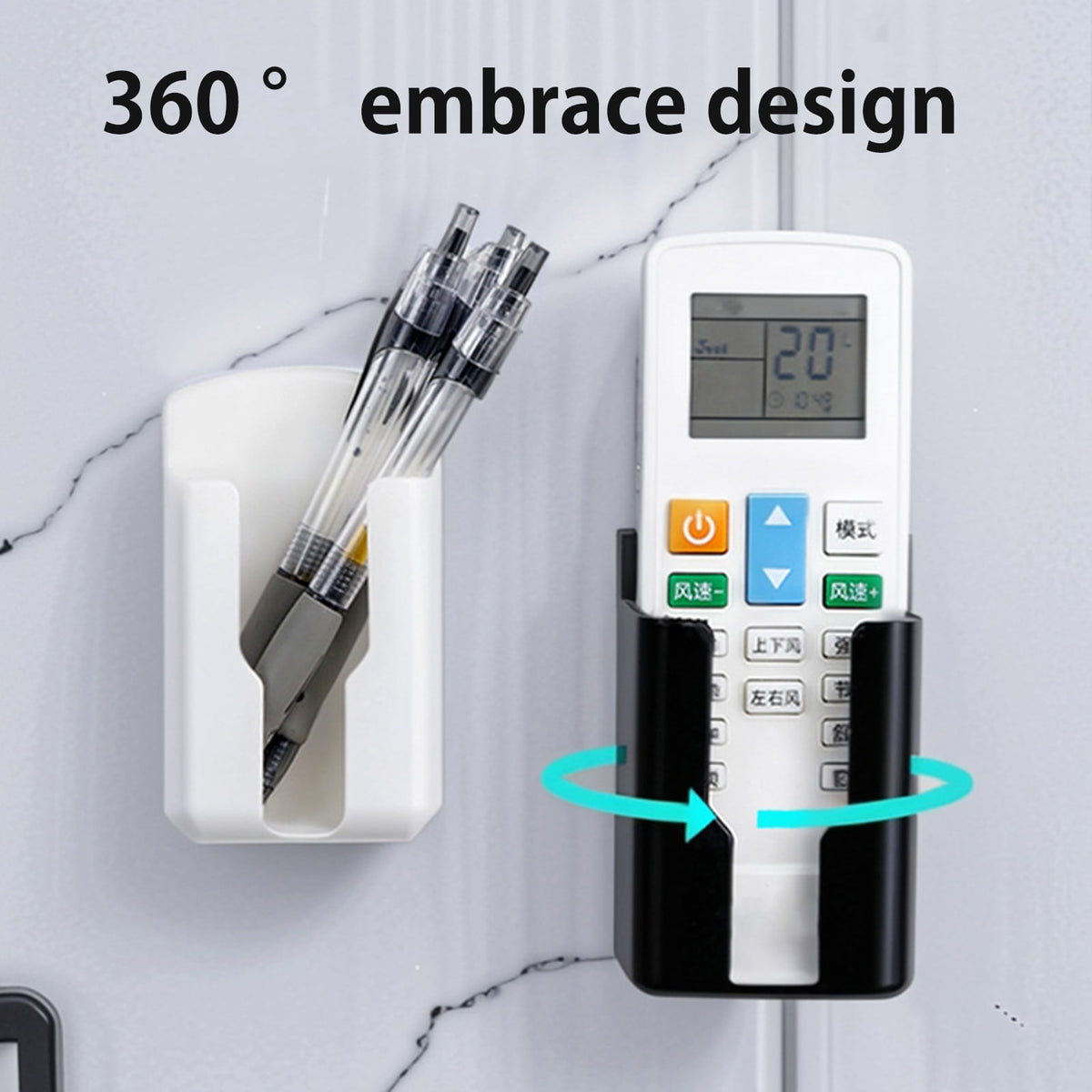 Wall-Mounted Remote Holder in Plastic, Tool-Free Adhesive Storage Box - Image 3