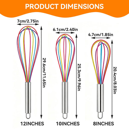 Silicone-Coated Balloon Whisk Set, Three Wire Whisks in 8, 10 and 12 Inch - Image 4