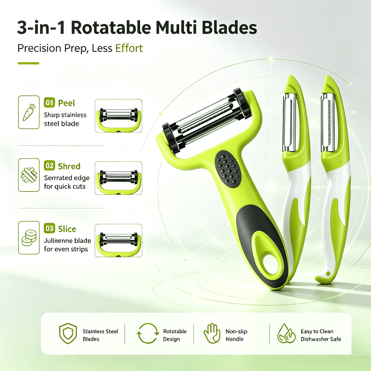 Six-Piece Vegetable Peeler Set with Rotating, Serrated and Straight Blades - Image 4