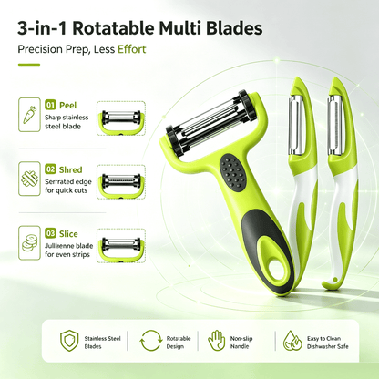 Six-Piece Vegetable Peeler Set with Rotating, Serrated and Straight Blades - Image 4