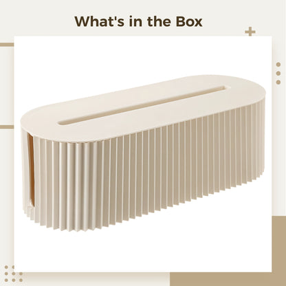 Beige Cord Storage Box for Desks, 12.99 Inch Dustproof Cable Organiser - Image 5
