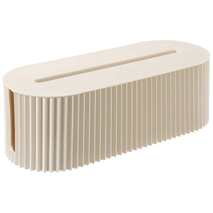 Beige Cord Storage Box for Desks, 12.99 Inch Dustproof Cable Organiser