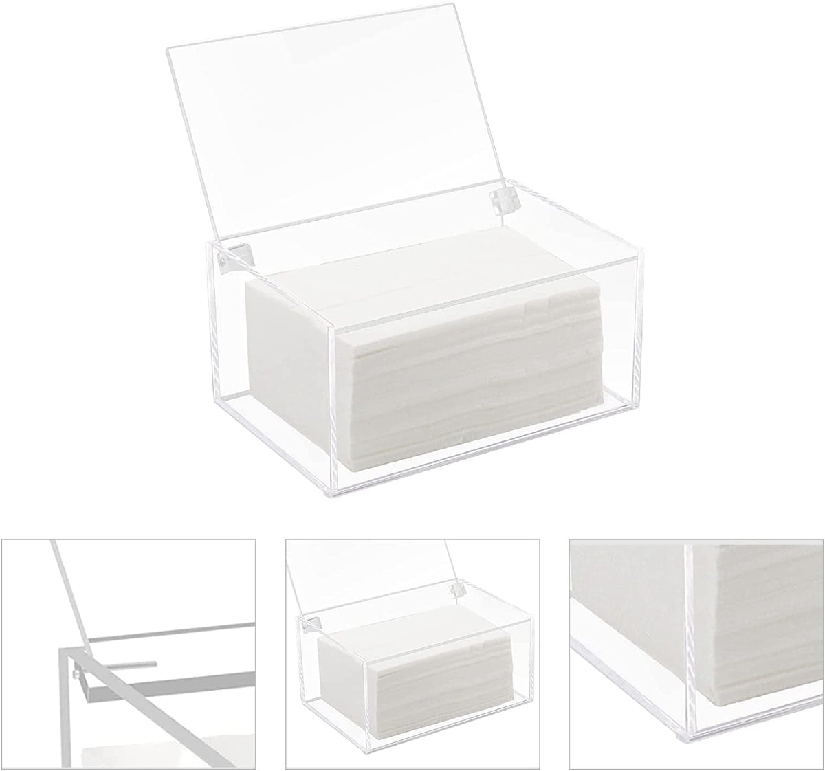 Clear Acrylic Dryer Sheet Box with Hinged Lid and Non-Slip Feet - Image 3