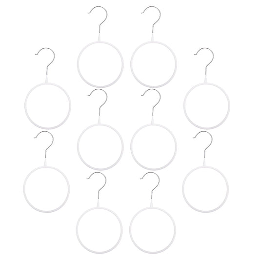 Scarf and Belt Hangers, Ten White Racks for Closet Rods, 9.04 Inch