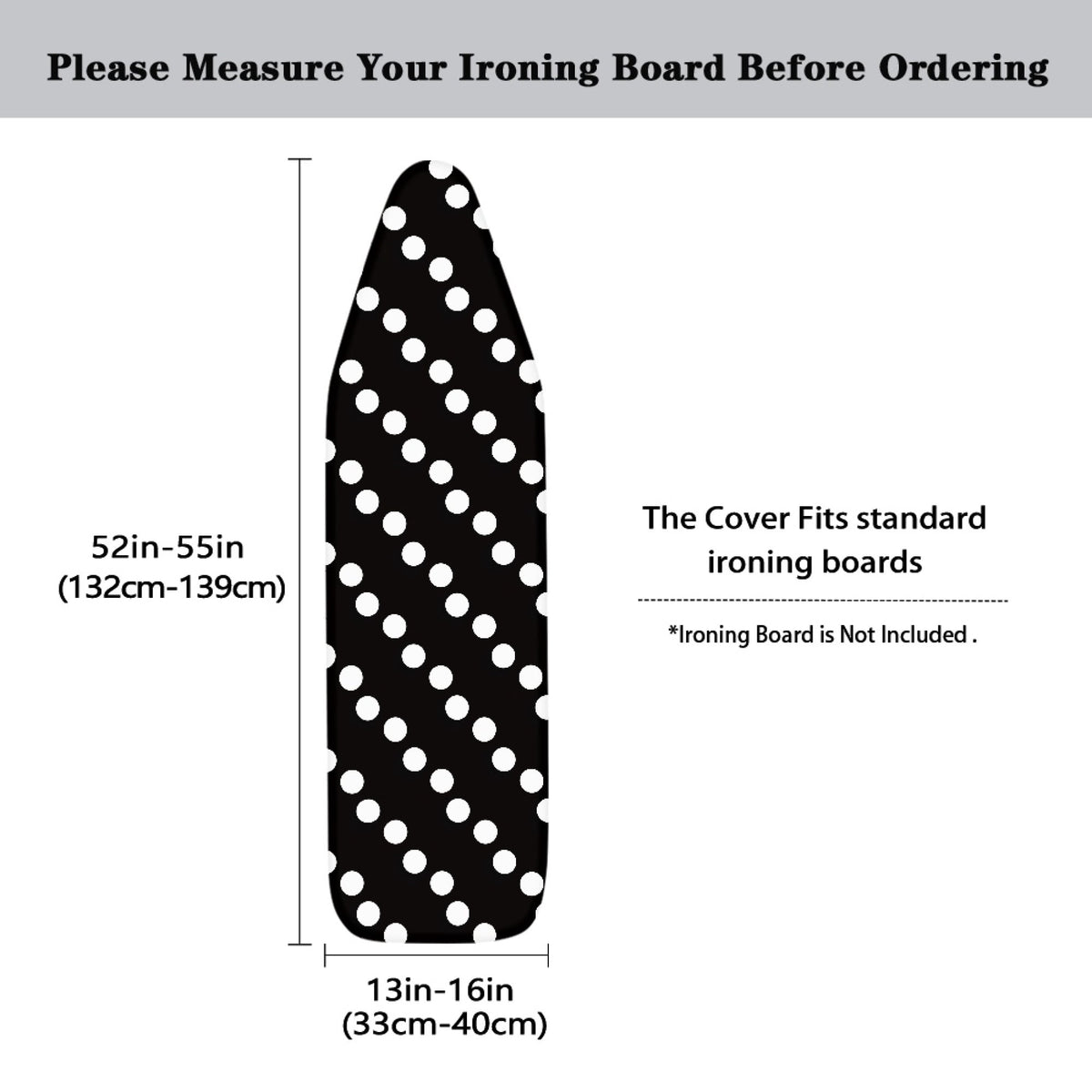Heat-Reflective Ironing Board Cover in Black Polka Dot with Padded Backing - Image 5