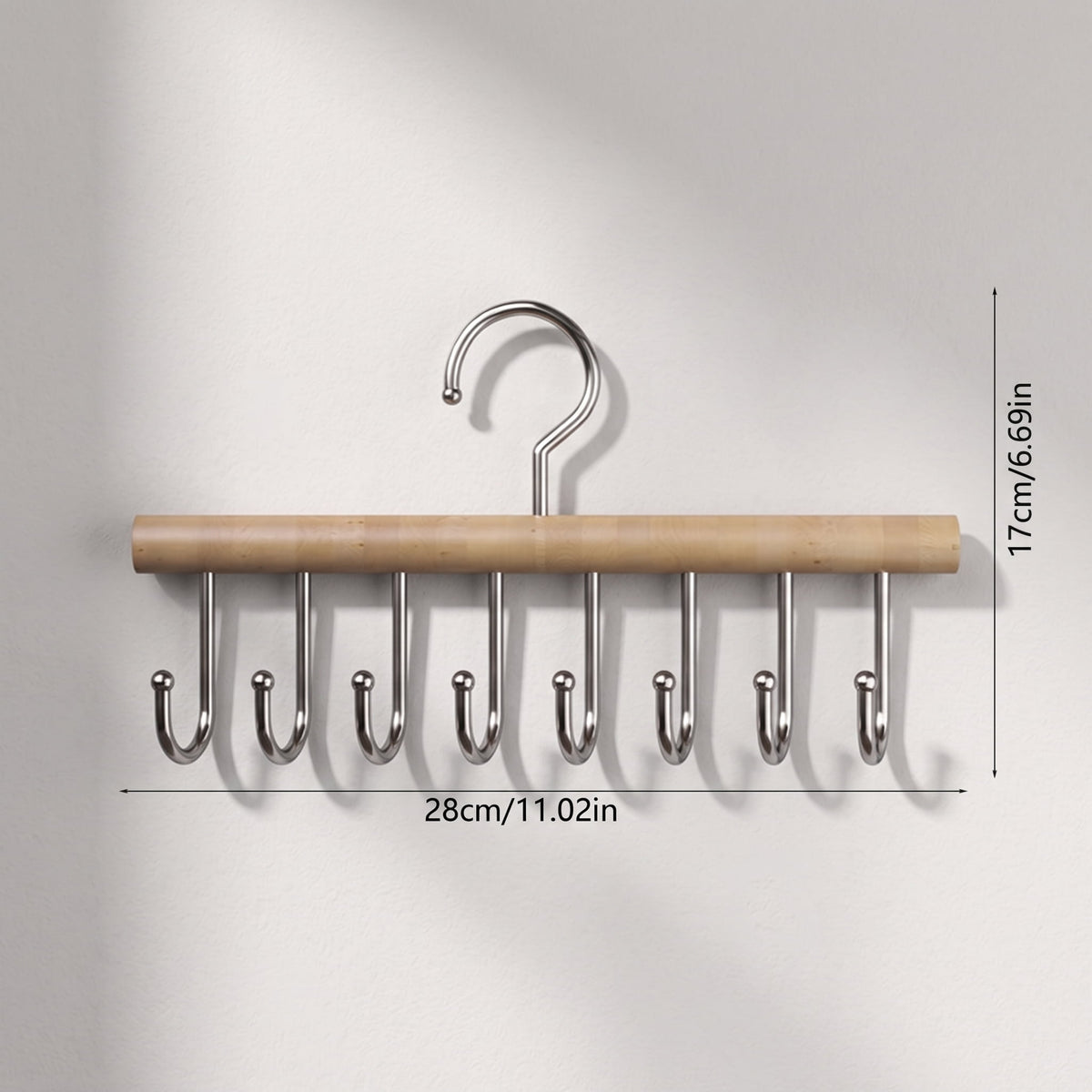 Belt and Tie Hanger with Eight Hooks, 11.02 by 6.69 Inch Closet Rack - Image 2