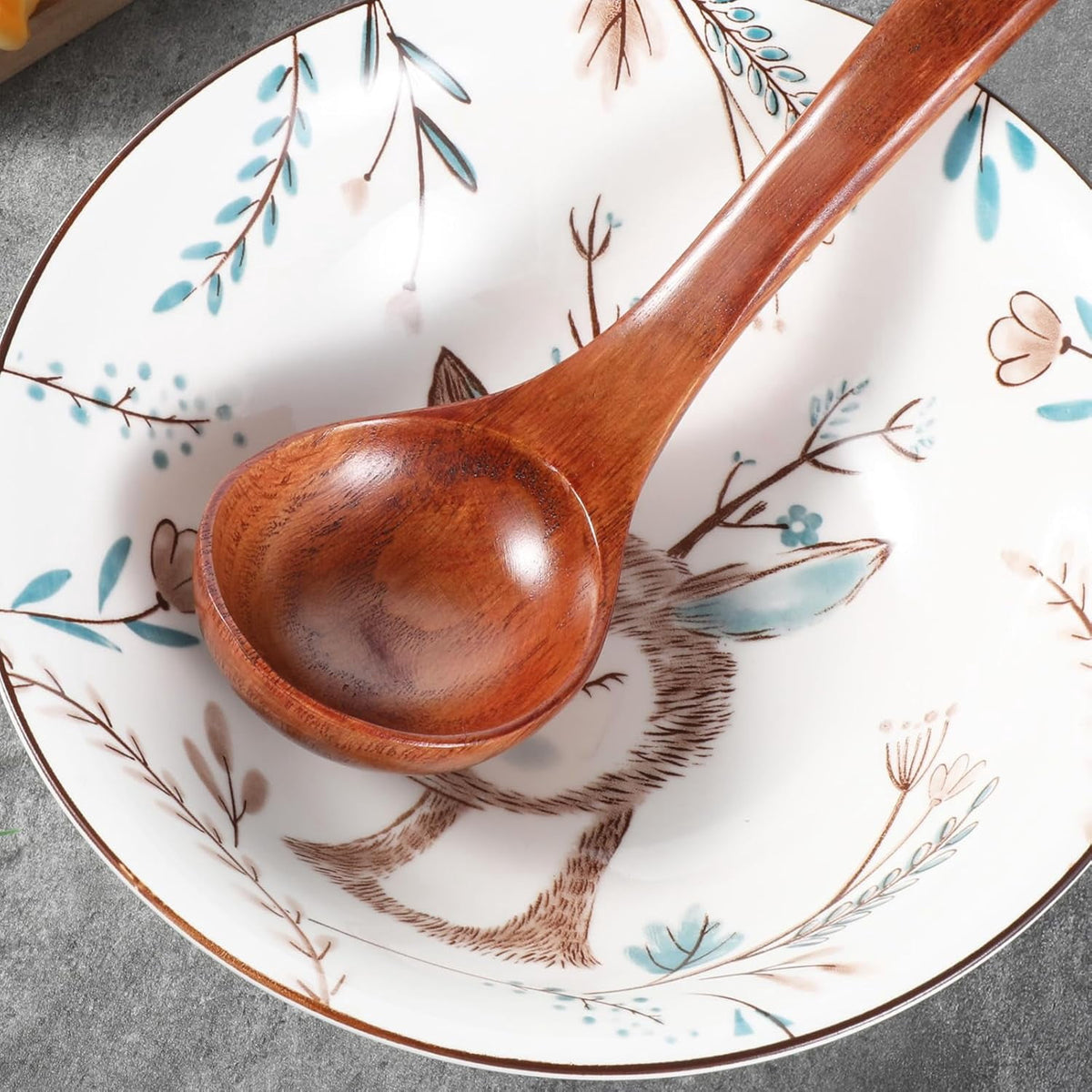 Wooden Soup Ladle with Straight Handle, 11 Inch Serving Spoon in Warm Brown - Image 5