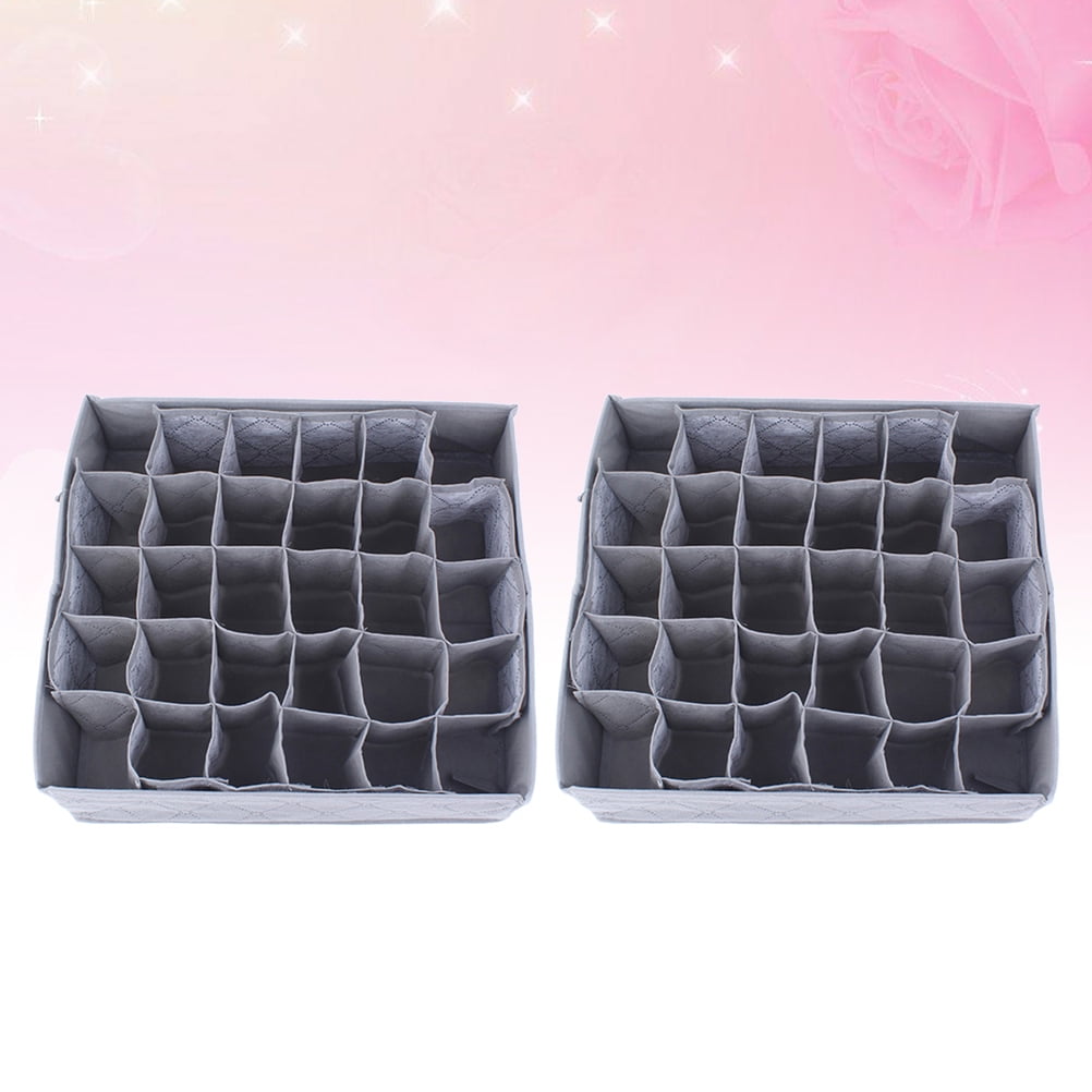 Grid Drawer Organisers for Socks and Underwear, Two Grey Inserts, 30 Slots - Image 2
